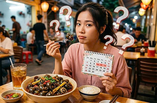 Đang tới tháng ăn ốc được không?